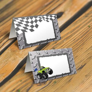 Monster Truck Food Tent Cards. Includes 2 Designs. Instant Download + Edit in Adobe Reader.