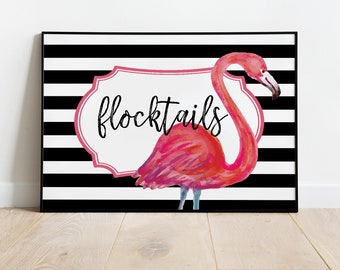 Flamingle - "Flocktails" 20x30" Printable Backdrop. Flamingle Party Decor. *INSTANT DOWNLOAD*