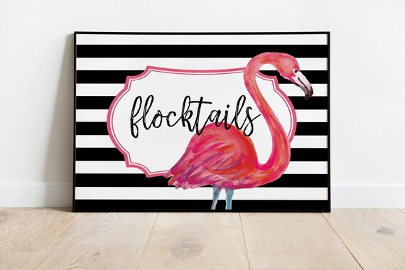 Flamingle - "Flocktails" 20x30" Printable Backdrop. Flamingle Party Decor. *INSTANT DOWNLOAD* Il_570xn