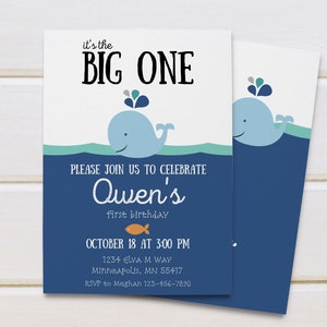 Editable Whale Birthday Printable Set. Whale Birthday Party Printables. Editable Templates in Corjl. image 6