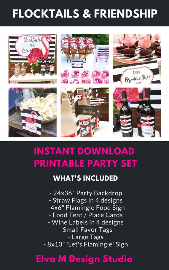 Flocktails and Friends Ladies Night Printable Set. Flamingle Party Set *INSTANT DOWNLOAD* Il_570xn