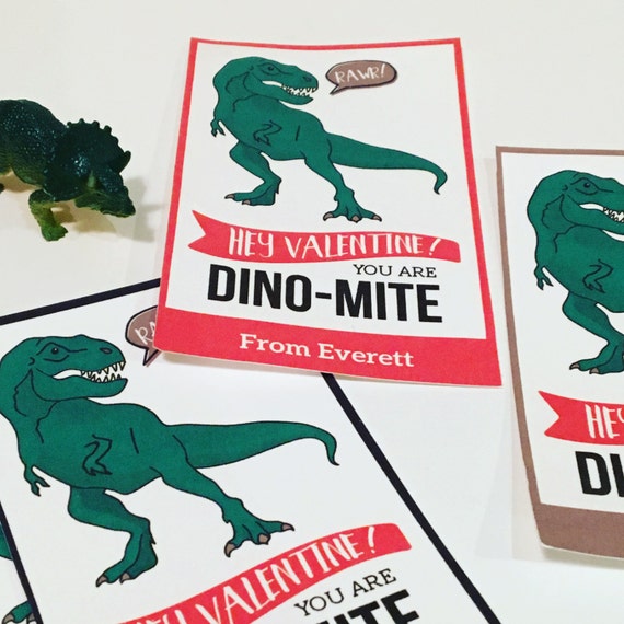 Dinosaur Valentines. Rawr Dino Valentine Multicolor. Kids Valentines. Edit Yourself in Adobe Reader. *INSTANT DOWNLOAD* Il_570xn