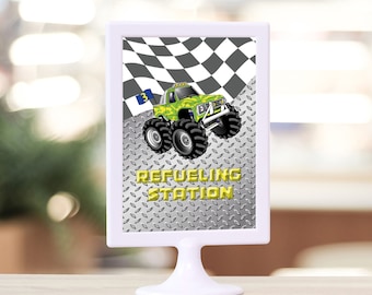 Monster Truck Party 4x6" Sign Package (Age 3). Includes 2 Designs. Instant Download.