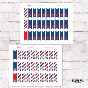 French Theme Cupcake Toppers and Cake Bunting. French Theme Party Decor. Printable / DIY. DIGITAL DOWNLOAD image 2