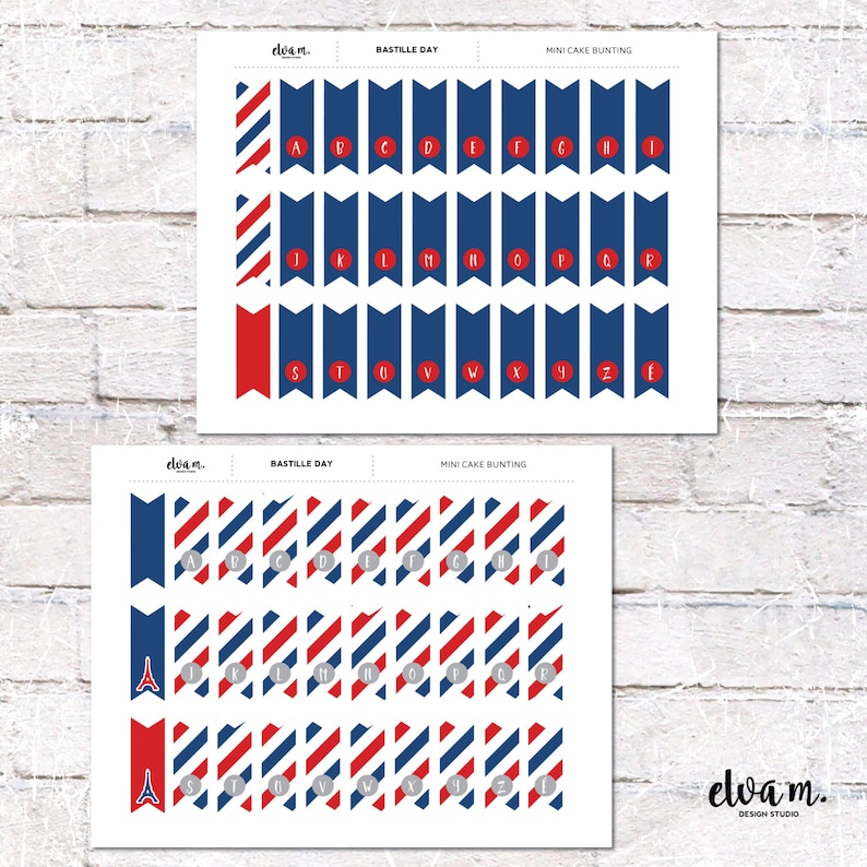 French Theme Cupcake Toppers and Cake Bunting. French Theme Party Decor. Printable / DIY. DIGITAL DOWNLOAD image 2