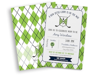 Argyle Golf Baby Shower Invitation, Editable Template (Digital Download)