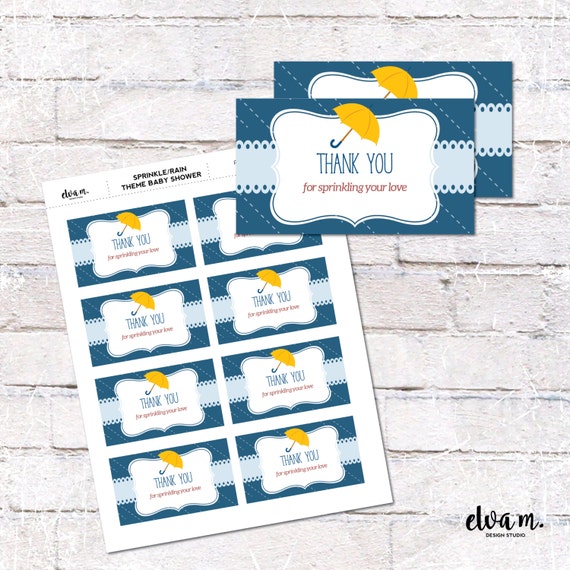 Printable Baby Shower Favor Tags or Stickers. Thank you tags. Sprinle/Rain Baby Shower Party Decor. *DIGITAL DOWNLOAD* Il_570xn