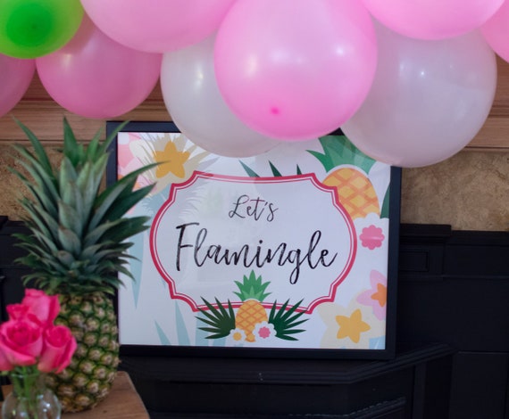 Let's Flamingle - 16x20" Printable Backdrop. Flamingle Party Decor. *INSTANT DOWNLOAD* Il_570xn