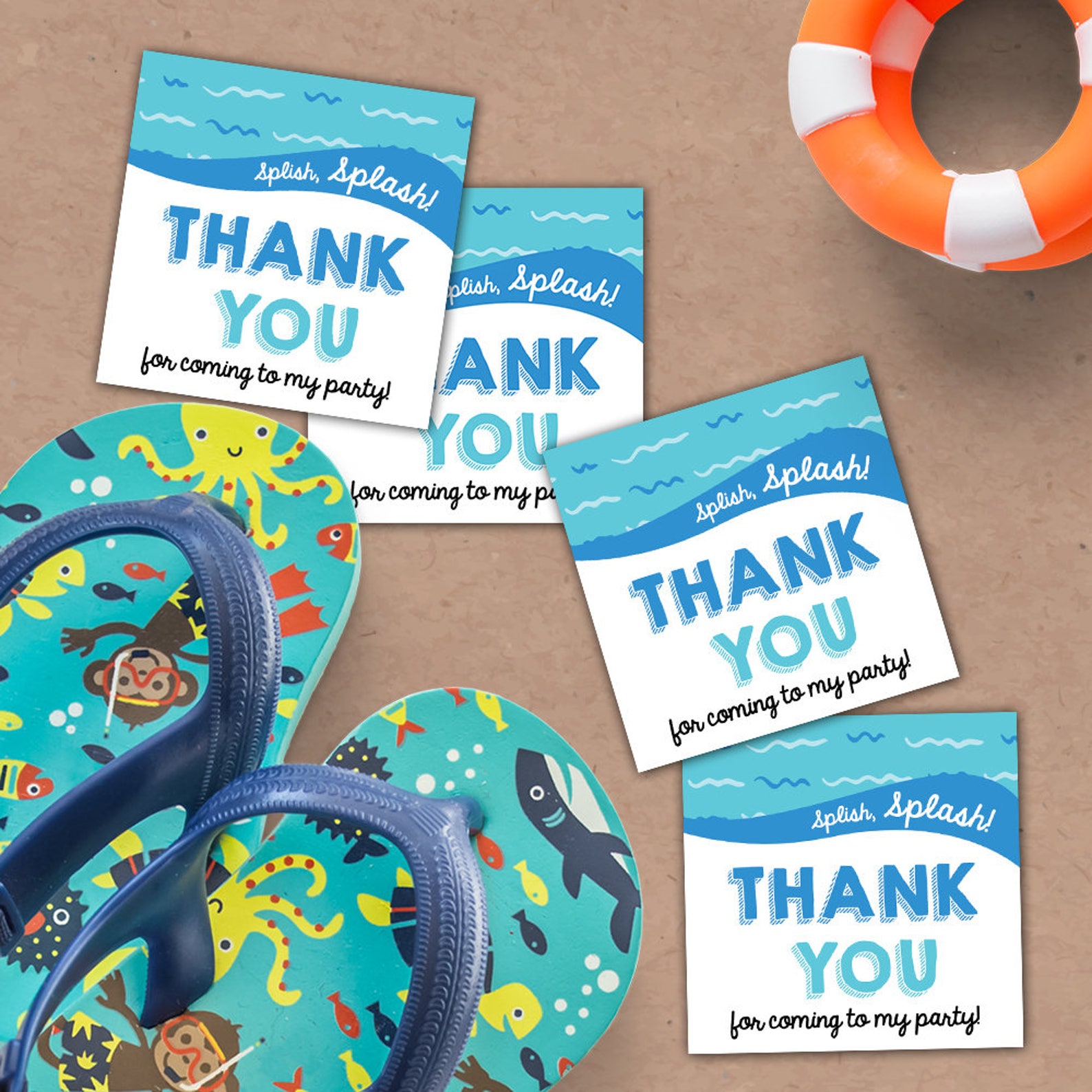 Pool party thank you tags