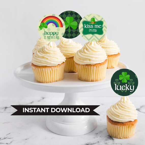 St. Patrick's Day Cupcake Toppers. St. Patrick's Day Party Decorations. Irish Party Supplies. *INSTANT DOWNLOAD* Il_570xn