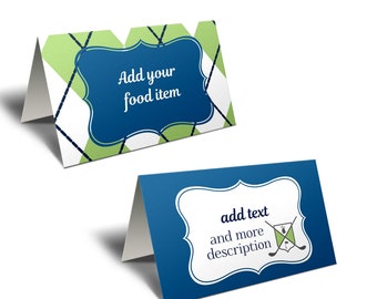 Golf Tent Cards. Golf Food Tent Card. Golf Place Card. Editable Template in Corjl.