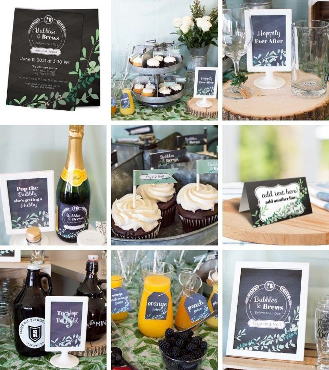 Bubbles and Brews Before the I Dos Couples Shower Printable Set