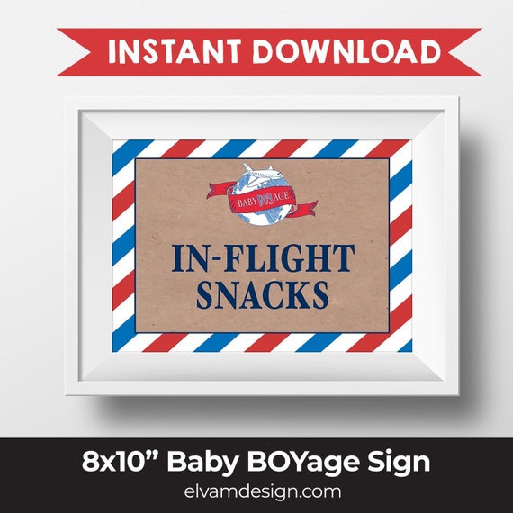 Baby Shower In-flight Snacks Sign for "Baby BOYage" Travel Themed Baby Shower. Baby Shower Printable Decoration. *INSTANT DOWNLOAD* Il_570xn