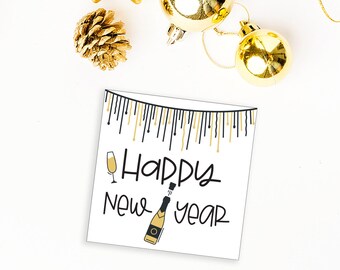 Happy New Year Favor Tags. Champagne New Year Cookie Tags. 2.5x2.5" New Year Gift Tags. Instant Download.