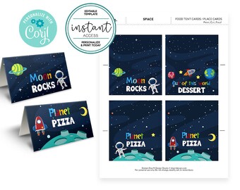 Editable Space Birthday Food Tent Cards or Place Card. Space - Etsy