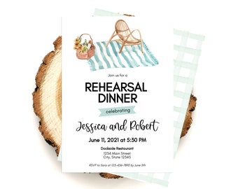 Picnic Party Invitation. Picnic Party Rehearsal Dinner Invite. Personalize and Print in Corjl. Instant Download.