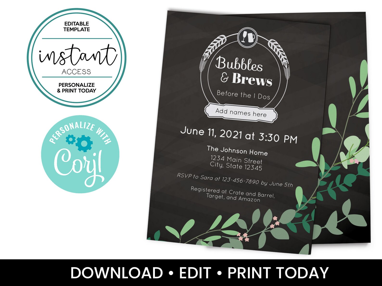 Bubbles and Brews Before the I Dos Wedding Shower Invite. Etsy UK