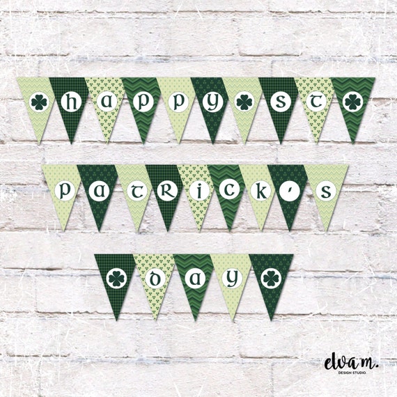 St. Patrick's Day Flag Bunting. Irish Flag Bunting. St. Patrick's Day Banner / Party Decor. Print Yourself. *Instant Download* Il_570xn