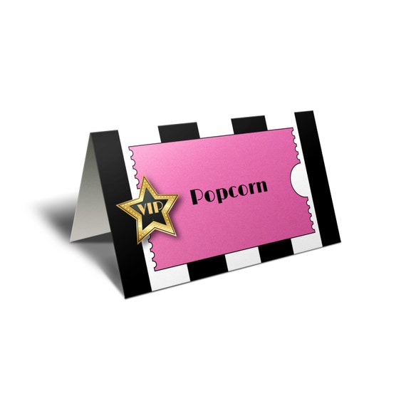 Pink VIP Party Food Tent Cards or Place Cards. Pink Sparkle VIP Party. Il_570xn