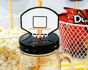 Basketball Birthday Party Straw Backboard - Party Straw Flags *INSTANT DOWNLOAD*