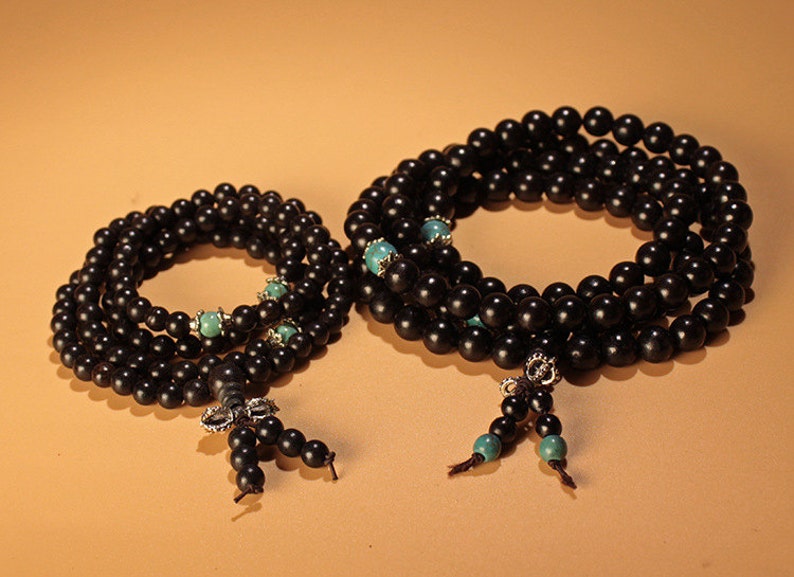 6mm 8mm 108 Beads African Ebony Wood Beads Tibetan Buddhist Buddha Prayer Bracelet Rosary E86