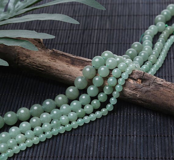Natural Round Green Aventurine Jade Loose Stone Beads For Jewelry Making 4-18mm