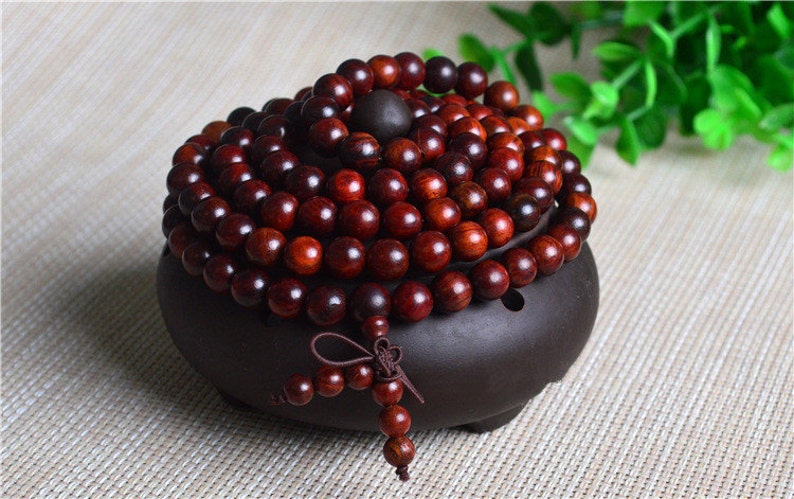 108PCS 6,8mm AAA Mahogany Red Rosewood Prayer Buddha Mala Meditation Beads Round Loose Beads E108