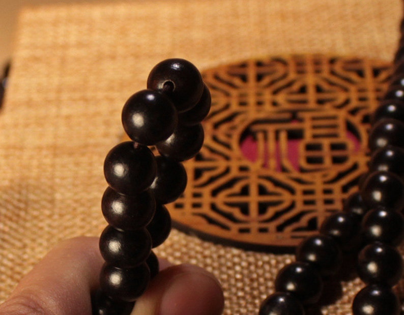 6mm 8mm 108 Beads African Ebony Wood Beads Tibetan Buddhist Buddha Prayer Bracelet Rosary E86