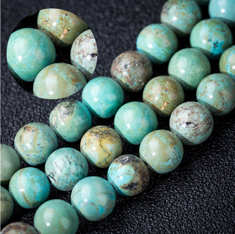 Genuine Turquoise Beads 812mm Full Strand Round Beads AA Etsy