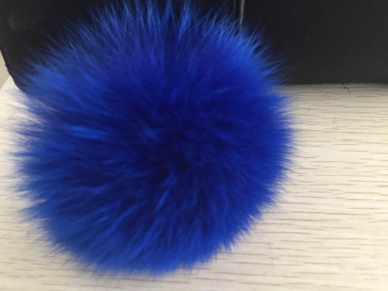 5Pcs blue fox Fur Ball Charm Pendant for Keychain Necklace Earring Pompom Pom 110mm A664