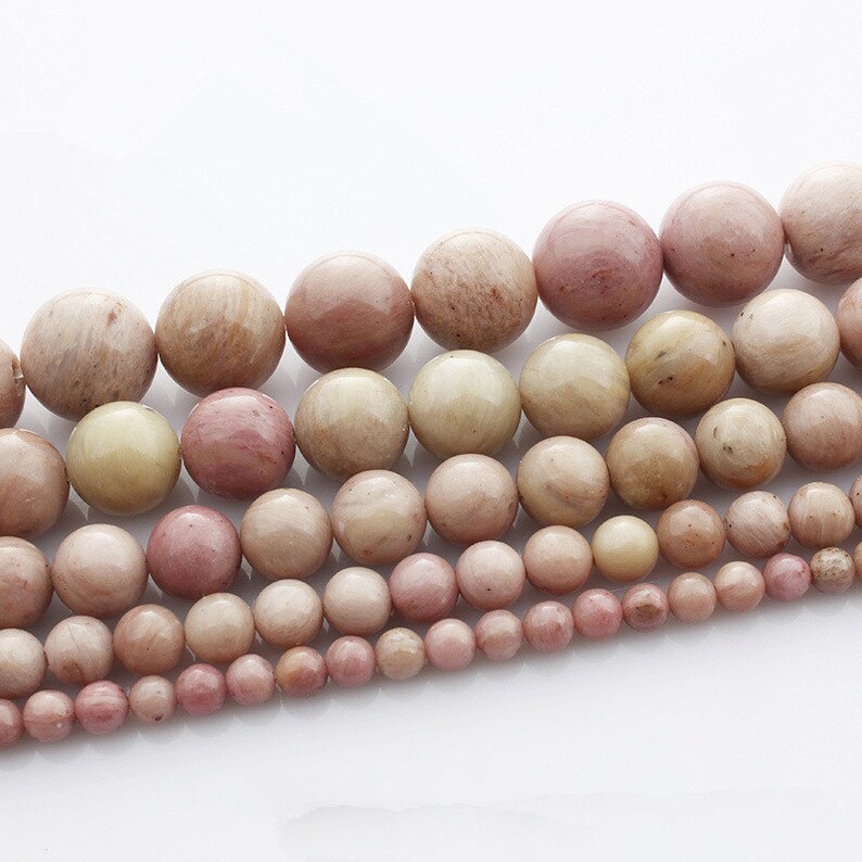Rhodochrosite (Brazil) 4-12mm Round Gemstone Bead -15.5