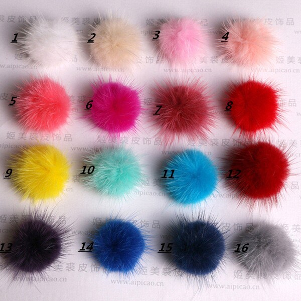 5 Stücke mehrere Farbe Nerz Marten Haar Pelz Ball für Schlüsselanhänger Halskette Ohrring Pompom Pom 35mm AA01