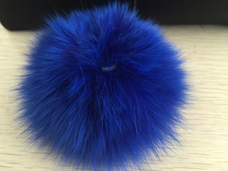 5Pcs blue fox Fur Ball Charm Pendant for Keychain Necklace Earring Pompom Pom 110mm A664