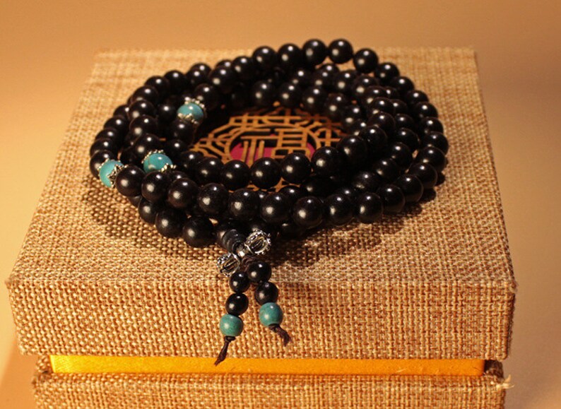 6mm 8mm 108 Beads African Ebony Wood Beads Tibetan Buddhist Buddha Prayer Bracelet Rosary E86