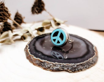 Sterling Silver Boho Style Peace Sign Ring