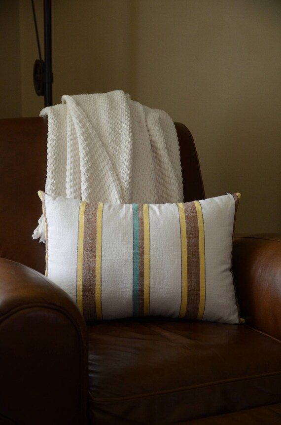 Beachy Striped Linen Pillow