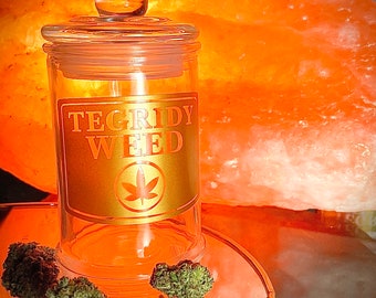 Tegridy Weed Glass Stash Jar South Park Metallic Gold - (NOT CANNABIS) Air Tight