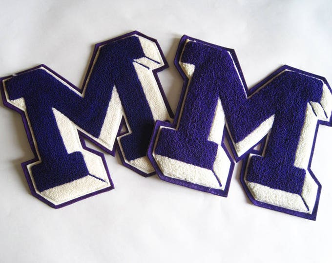 Varsity Letter M Patch Vintage Large Purple and White Etsy