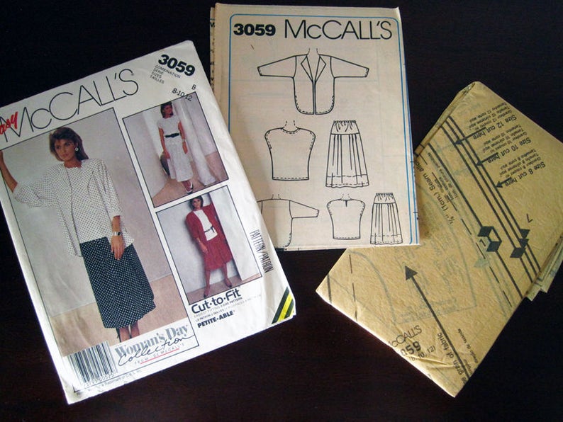 Misses Unlined Jacket Top and Skirt Vintage Mccalls Sewing | Etsy