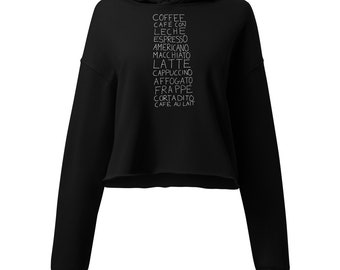 Starbucks Coffee Coffee print Coffee art Coffee shirt Drinks Coffee gifts Coffee lovers gifts fashion kate spade latte art - Crop Hoodie