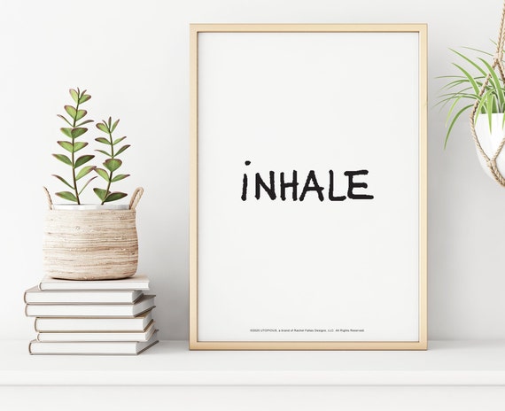 Inhale Yoga Bathroom Decor Dorm Decor Kate Spade Poster Etsy