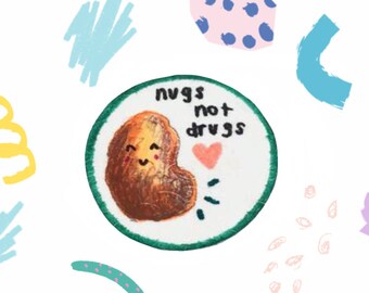 Chicken Nugget Pin: Nugs Not Drugs/Go Sit On a Cactus Badge OR Magnet | nuggy, nuggets, nug lyf, chicken nuggies, nuggy love, sarcasm memes