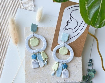 BOUCLES D'OREILLES PICK N MIX Sherbert Fizz | boucles d'oreilles en argile polymère, bijoux de déclaration, décalage, à l'envers, unique en son genre, irrégulier, arrose