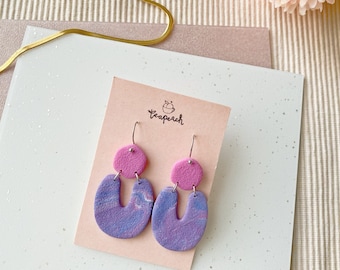 GALAXYARCH MULTICOLORE UNIQUE - Boucles d'oreilles en argile polymère : motif terrazzo arc-en-ciel des années 80, années 90, audacieux, gouttelette, funky, audacieux, unique en son genre, fou