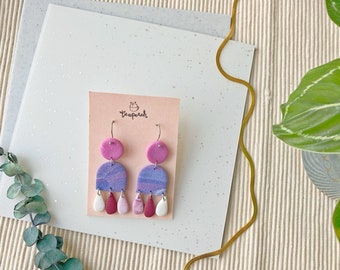 UNIQUE MULTICOLOURED GALAXIES - Polymer Clay Earrings: rainbow 80s terrazzo pattern, 90s, bold, droplet, funky, bold, one-of-a-kind, crazy