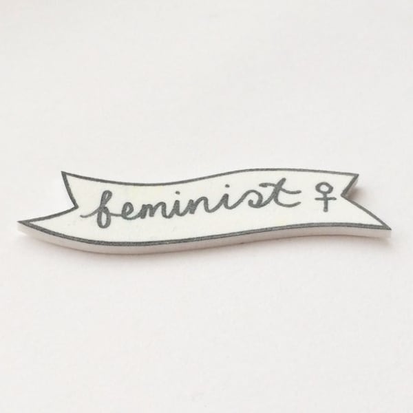 Feminist Pin OR Magnet, feminism badge, venus symbol, feminist magnet; ribbon design; girl power, future is female, women's rights, go girls