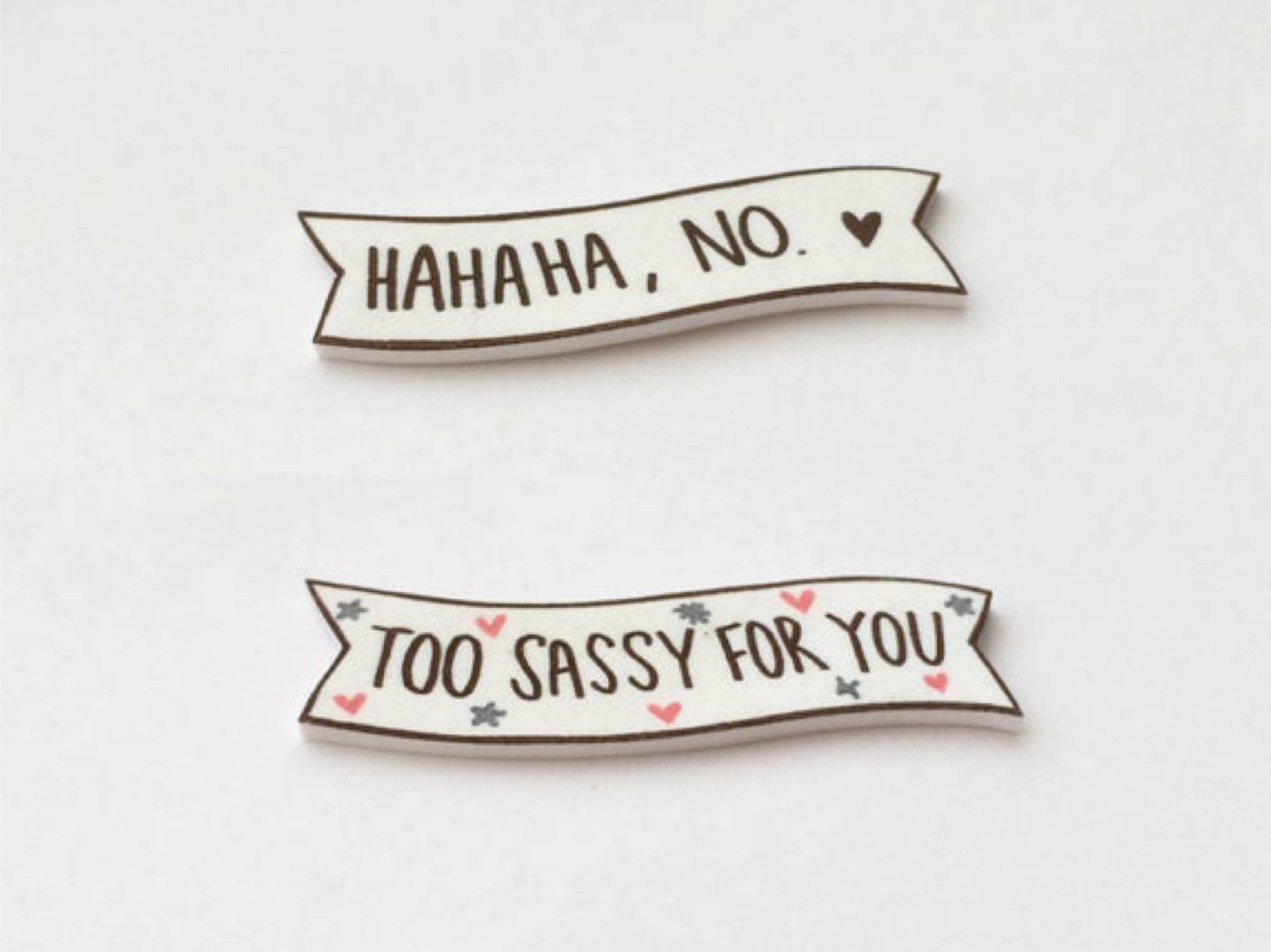 HAHAHA, NO or Too Sassy for You Banner Pin/magnet Sarcasm Pin, Memes,  Ribbon Banner, Tumblr, Attitude, Not Ur Babe, Girl Power, Feminist - Etsy