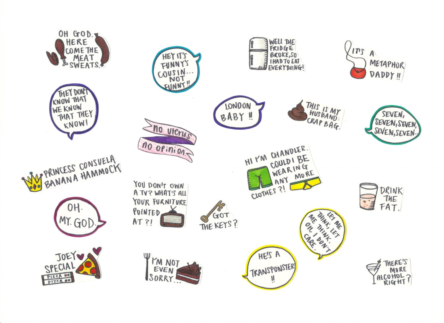Friends Unagi Sticker FRIENDS TV Show Stickers: Set of 3-60 - Unagi, Transponster, Pivot ...