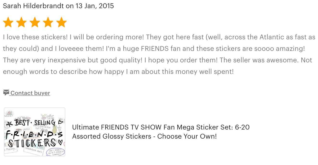 Friends Unagi Sticker FRIENDS TV Show Stickers: Set of 3-60 - Unagi, Transponster, Pivot ...