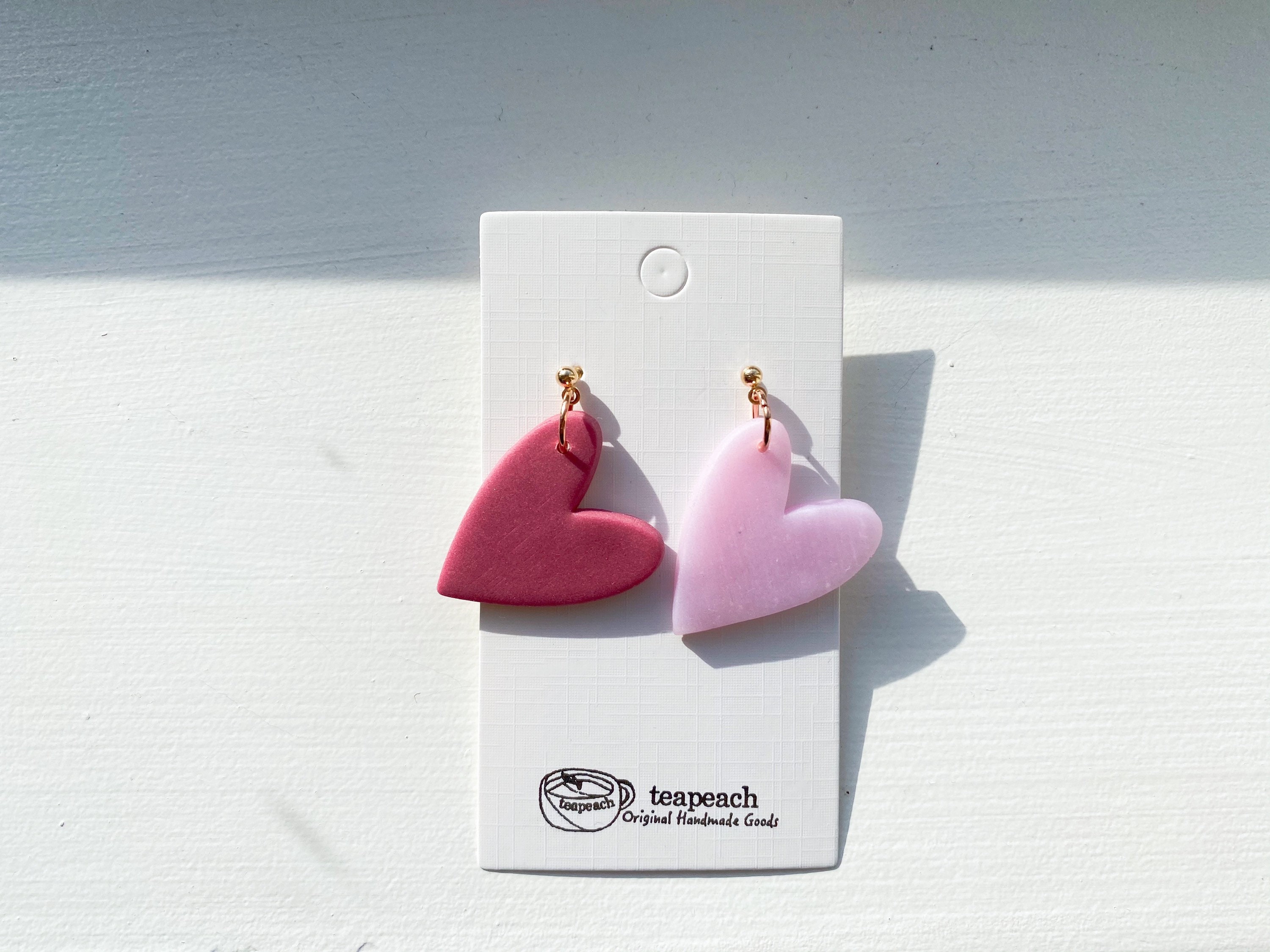 201 polymer clay earrings - pink heart - valentines love letter collec –  the clay sweetheart